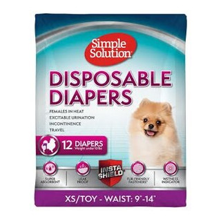 Підгузки для тварин Simple Solution Disposable Diapers X-Small Toy для цуценят та собак вагою до 4кг 12шт 0010279106501 (ss10650) фото №1