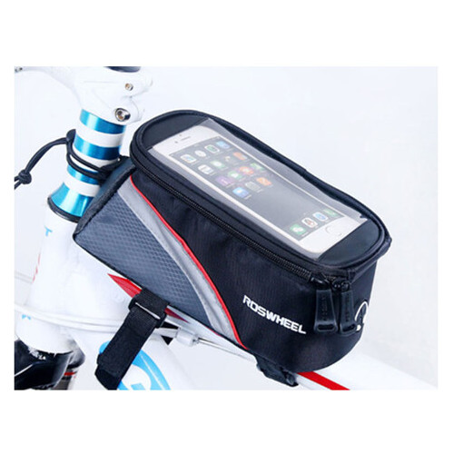 Велосипедна сумка Roswheel для смартфона на раму Чорно-сіра (BAO-012) фото №2