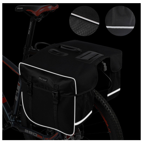 Велосипедна сумка West Biking 0707238 Black на багажник об'єм 30L фото №8
