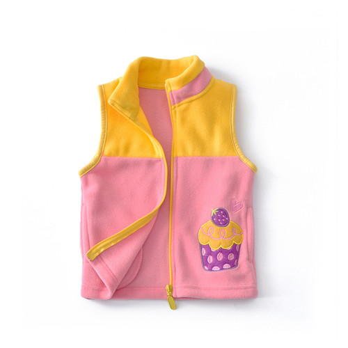 Жилет для девочки Berni флисовый утеплённый Маффин 90 см Розовый/Желтый (52529000119) фото №2