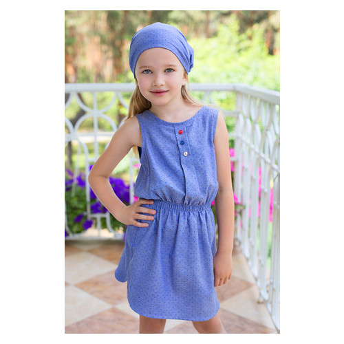 Літнє плаття для дівчинки Модний карапуз 03-00705_xlopok-denim-goroshek_122 фото №1