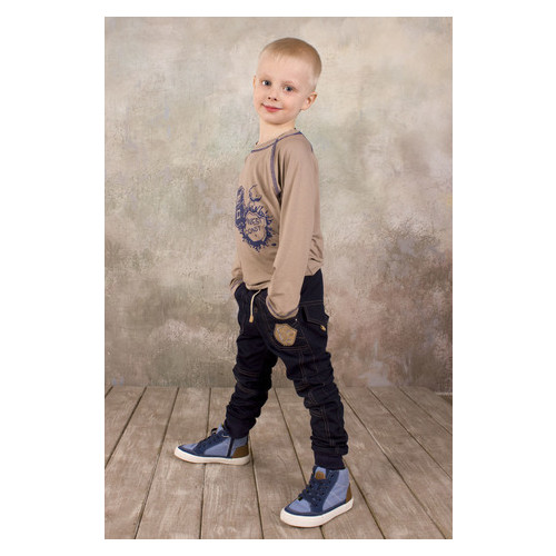 Брюки для мальчика джинсового типа Модный карапуз 03-00572_Temno-sinij_134 фото №1