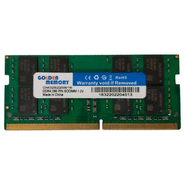 Модуль пам'яті для ноутбука SoDIMM DDR4 16GB 3200 MHz Golden Memory (GM32S22S8/16) фото №1