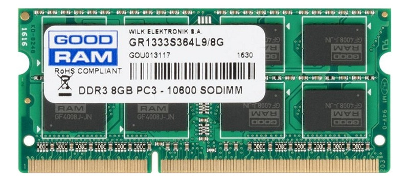 Модуль пам'яті SO-DIMM DDR3 8GB GoodRam 1333MHz (GR1333S364L9/8G) фото №1
