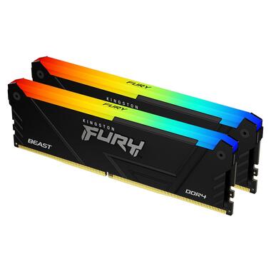 Модуль памяти для компьютера DDR4 32GB (2x16GB) 3200 MHz Beast RGB Black Kingston Fury (ex.HyperX) (KF432C16BB12AK2/32WP) фото №1