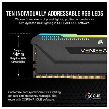 Модуль пам'яті для комп'ютера DDR4 32GB (2x16GB) 3200 MHz Vengeance RGB PRO SL Black Corsair (CMH32GX4M2Z3200C16) фото №3