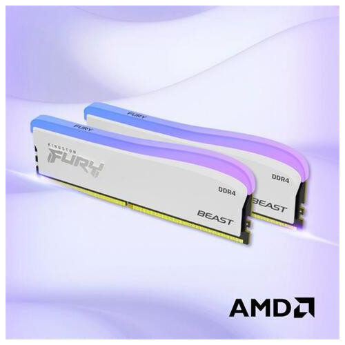 Память ПК Kingston DDR4 16GB 3600 FURY Beast White RGB SE (KF436C18BWA/16) фото №8