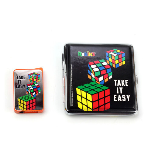Комплект запальничка портсигар Champ Rubiks 3 кубики фото №1