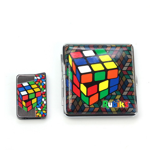 Комплект запальничка портсигар Champ Rubiks один кубик фото №1