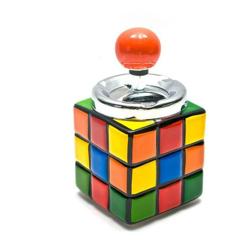 Пепельница Даршан с крышкой керамическая Кубик Рубика 16х8,5х8,5 см (26383) фото №1