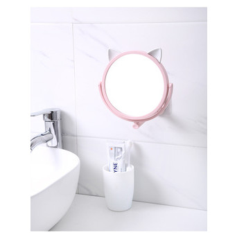 Настінне поворотне косметичне дзеркало для ванної кімнати з вушками. Білий (Z-5512) фото №3