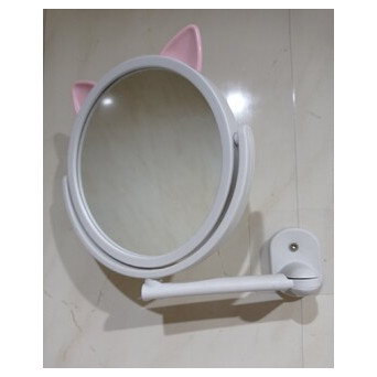 Настінне поворотне косметичне дзеркало для ванної кімнати з вушками. Білий (Z-5512) фото №8