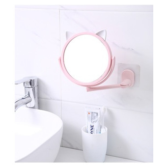 Настінне поворотне косметичне дзеркало для ванної кімнати з вушками. Рожевий (Z-5511) фото №6
