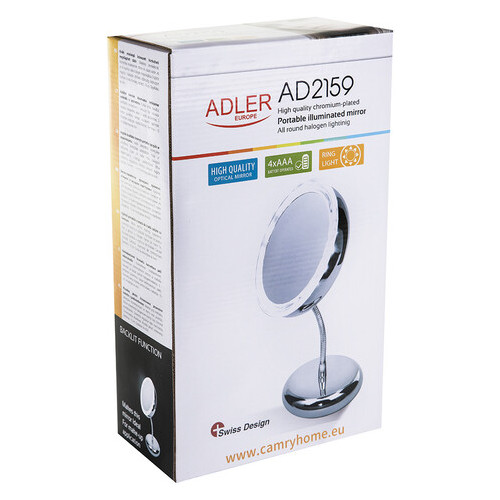 Дзеркало косметичне Adler AD 2159 LED 3x zoom (77700409) фото №3