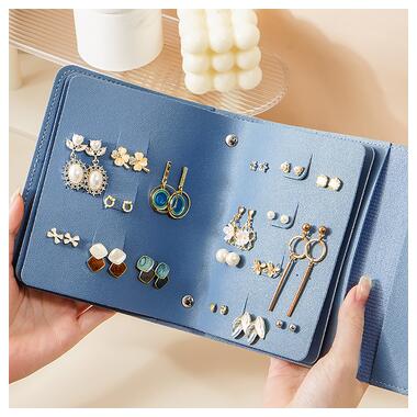 Органайзер книжка Casegrace SP-01260 для прикрас та ювелірних виробів 16*14*4,5 см Blue фото №3