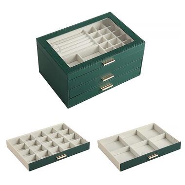 Скринька Casegrace SP-01223 для прикрас та ювелірних виробів трирівнева 26,5*18*13,5 см Green фото №2