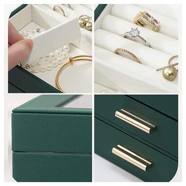 Скринька Casegrace SP-01223 для прикрас та ювелірних виробів трирівнева 26,5*18*13,5 см Green фото №6