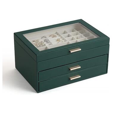 Скринька Casegrace SP-01223 для прикрас та ювелірних виробів трирівнева 26,5*18*13,5 см Green фото №5