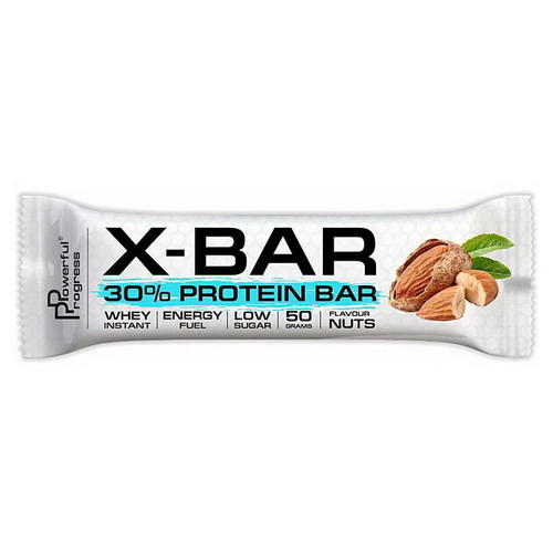 Батончик Powerful Progress X-Bar 30% білка 50 г горіхів фото №1