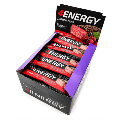 Упаковка батончиков Excellent Nutrition 4Energy Protein Bar Вишня 12 шт х 40 г  фото №1