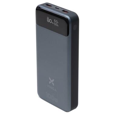Батарея універсальна Vinga 30000 mAh 100W Display VA Grey (Li-Ion) (VPBB30100) фото №1