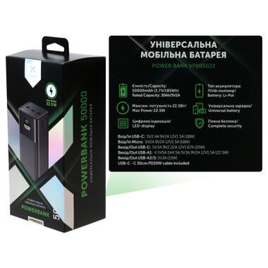 Батарея універсальна Vinga 50000 mAh 22.5W Display Black (VPBB5022) фото №9