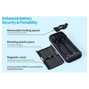 Зовнішні акумулятори Case Xtar PB2SL Black, 2x18650-21700, USB-C QC+PD, LCD, Box фото №15