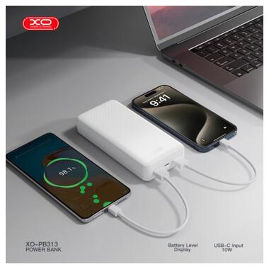 Батарея универсальная XO 20000mAh, 10.5W, white (XO-PB313-WH) фото №5