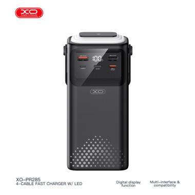 Батарея универсальная XO 30000mAh, PD/20W, QC/22,5W, Lamp, black (XO-PR285) фото №1