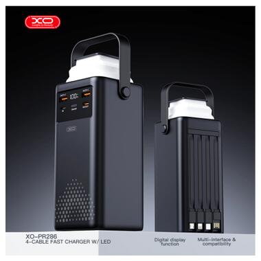 Батарея универсальная XO 50000mAh, PD/20W, QC/22,5W, Lamp, black (XO-PR286-BK) фото №4