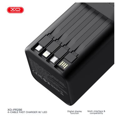 Батарея универсальная XO 50000mAh, PD/20W, QC/22,5W, Lamp, black (XO-PR286-BK) фото №3
