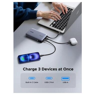 Батарея универсальная Ugreen 20000mAh 145W with Built-in Cable (PB551 55992B) фото №5