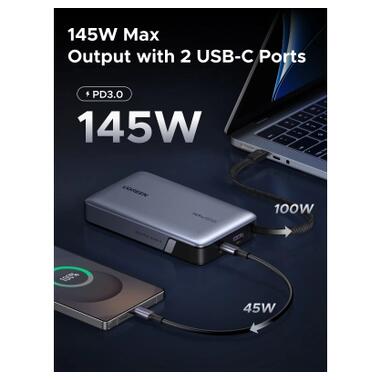 Батарея универсальная Ugreen 20000mAh 145W with Built-in Cable (PB551 55992B) фото №4