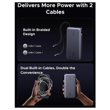 Батарея универсальная Ugreen 25000mAh 165W DualCable (PB552 55995B) фото №7