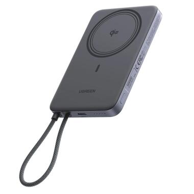 Внешний аккумулятор Ugreen 10000 мАч 30 Вт, 1x USB-C + магнитная беспроводная зарядка 15 Вт, кабель USB-C, чёрный (75982B) фото №5