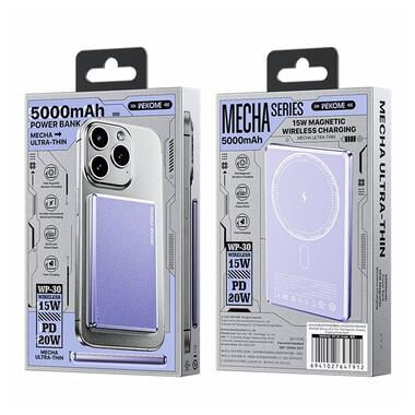 Зовнішний акумулятор Wk Wekome Ultra-Thin Magnetic 5000mAh 15W фіолетовий (WP-30) фото №7