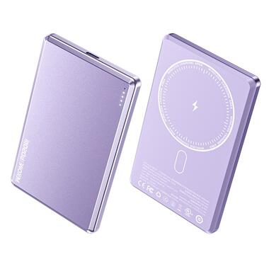 Зовнішний акумулятор Wk Wekome Ultra-Thin Magnetic 5000mAh 15W фіолетовий (WP-30) фото №1