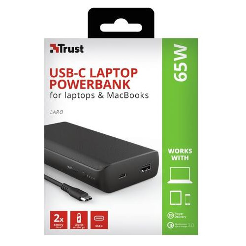 Портативний зарядний пристрій Trust Laro 65W USB-C 20.000 mAh для ноутбука Black (23892) фото №11
