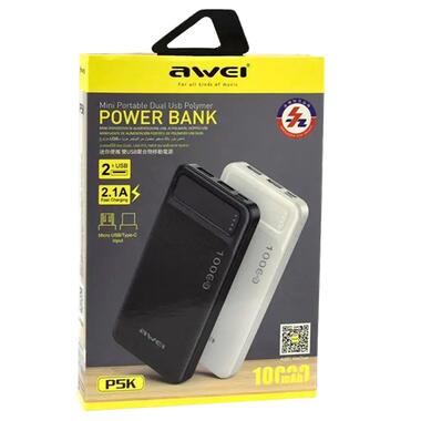 Портативний зарядний пристрій AWEI P5K 10000mAh чорний (AM-3163_402) фото №6