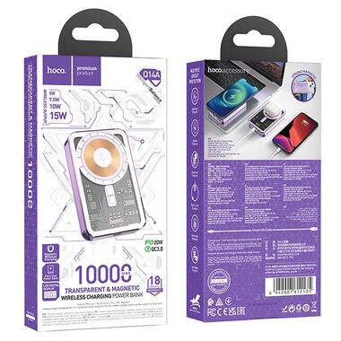 Портативний зарядний пристрій Power Bank Hoco Q14A Ice Crystal PD20W с БЗУ 10000 mAh Purple фото №4