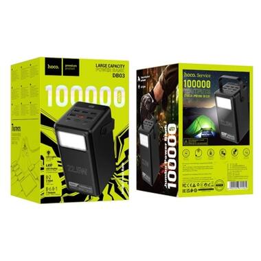 Батарея универсальная HOCO 100000mAh Endure 22.5W PD, QC, LED Lamp, Black (DB03 / 714721) фото №6