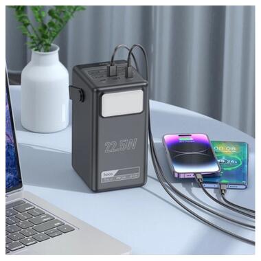 Батарея универсальная HOCO 100000mAh Endure 22.5W PD, QC, LED Lamp, Black (DB03 / 714721) фото №9