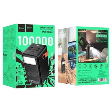 Батарея универсальная HOCO 100000mAh Max Centurion PD/65W, QC, LED Lamp, Black (DB03 / 714722) фото №5