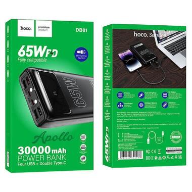 Батарея универсальная HOCO 30000mAh Apollo PD/65W QC/3.0 Black (DB81 / 714720) фото №6