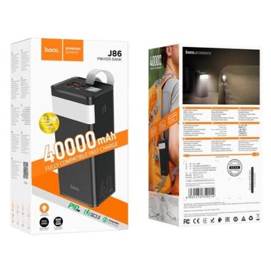 Батарея универсальная HOCO 40000mAh Powermaster PD/20W, QC/22.5W, Lamp, Black (J86 / 714737) фото №5