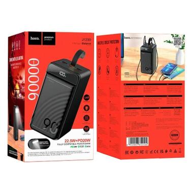Батарея универсальная HOCO 90000mAh Element PD/20W, QC/FCP/SCP/AFC/22.5W, LCD, LED Lamp Black (J123D / 714778) фото №6