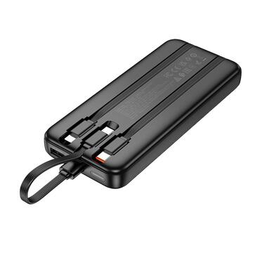 Внешний аккумулятор HOCO J132 Sabio fully compatible power bank with 3 cables (10000mAh) Black (6942007632577) фото №2