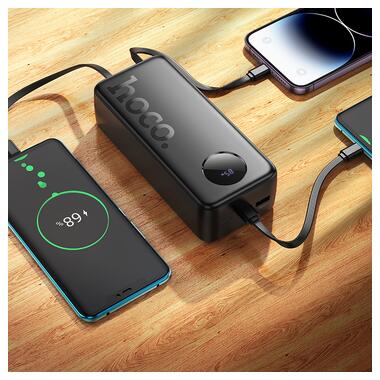 Внешний аккумулятор HOCO J132B Sabio 22.5W+PD20W fully compatible power bank with 3 cables(30000mAh) Black (6942007632614) фото №5