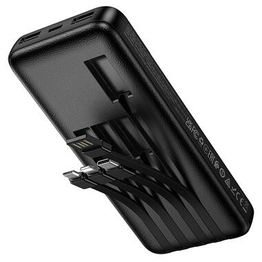 Внешний аккумулятор HOCO J163 Wonderful power bank with 4 cables(10000mAh) Black (6942007664578) фото №4