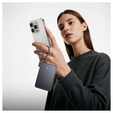 Внешний аккумулятор HOCO J170 Starlight 22.5W+PD20W fully compatible power bank with cable(10000mAh) Metal Gray (6942007672696) фото №9